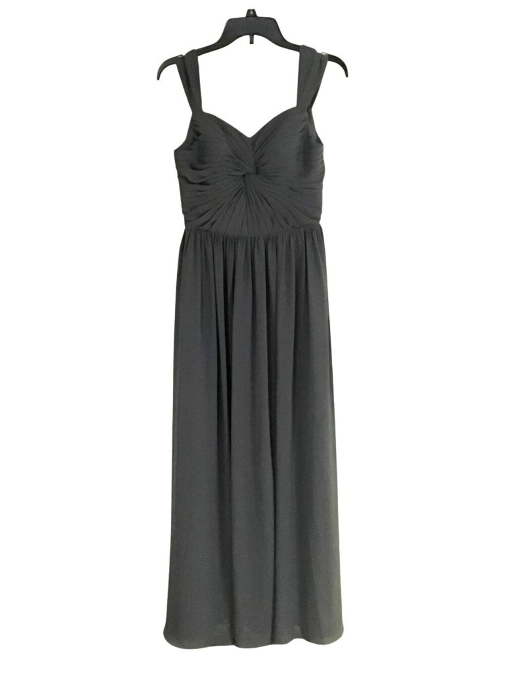 Azazie Gray Sleeveless Pleated Empire Waist Maxi Dress Small Bridesmaid